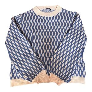 SHEIN Argyle Pattern Lantern Sleeve Sweater